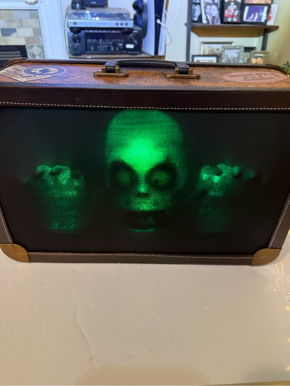 Halloween Suitcase Prop Animated Sound Spooky Decor Giggles International *Video